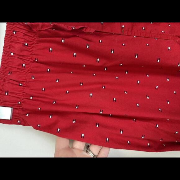 Tommy Hilfiger Red Logo'd Pajama Lounge Cotton Pants w‎ Pockets SIZE S - Picture 4 of 5